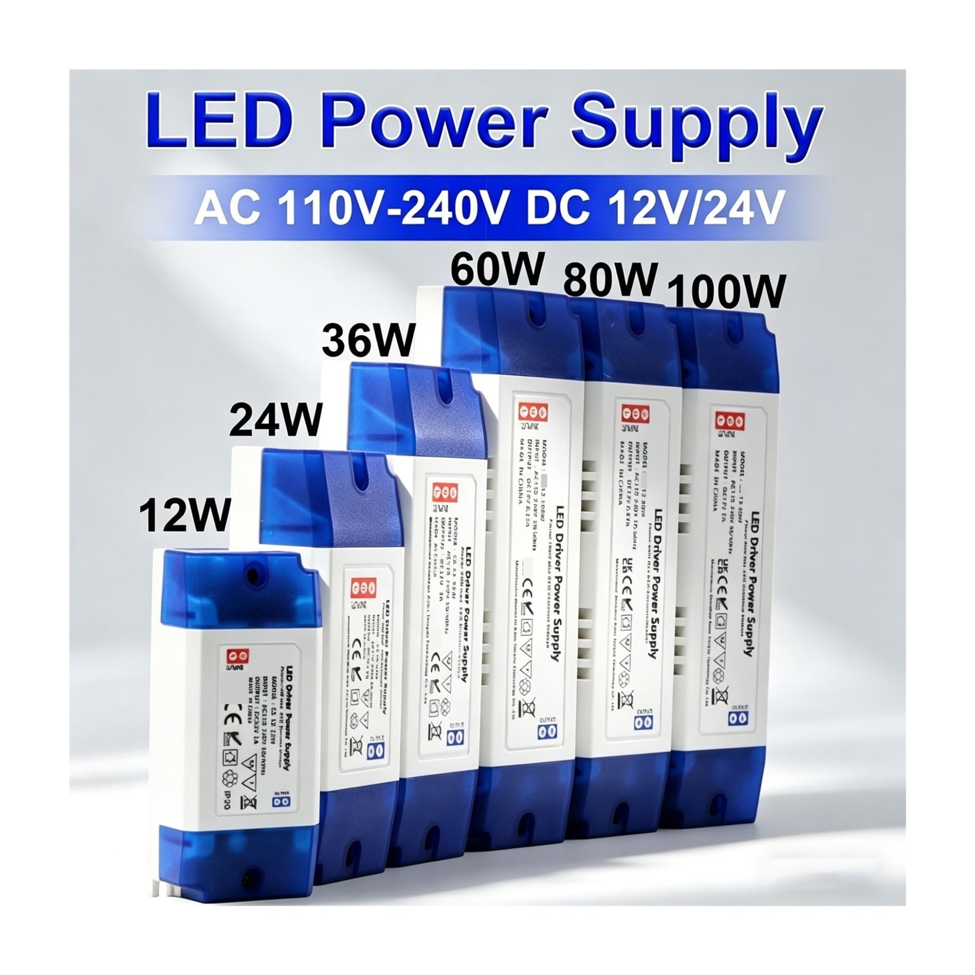 Sterownik LED Ultra cienki zasilacz niskiego napięcia, transformator oświetleniowy 12 W, 15 W, 24 W, 36 W, 60 W, 80 W, 100 W, pasek LED (80 W, DC 12 V)