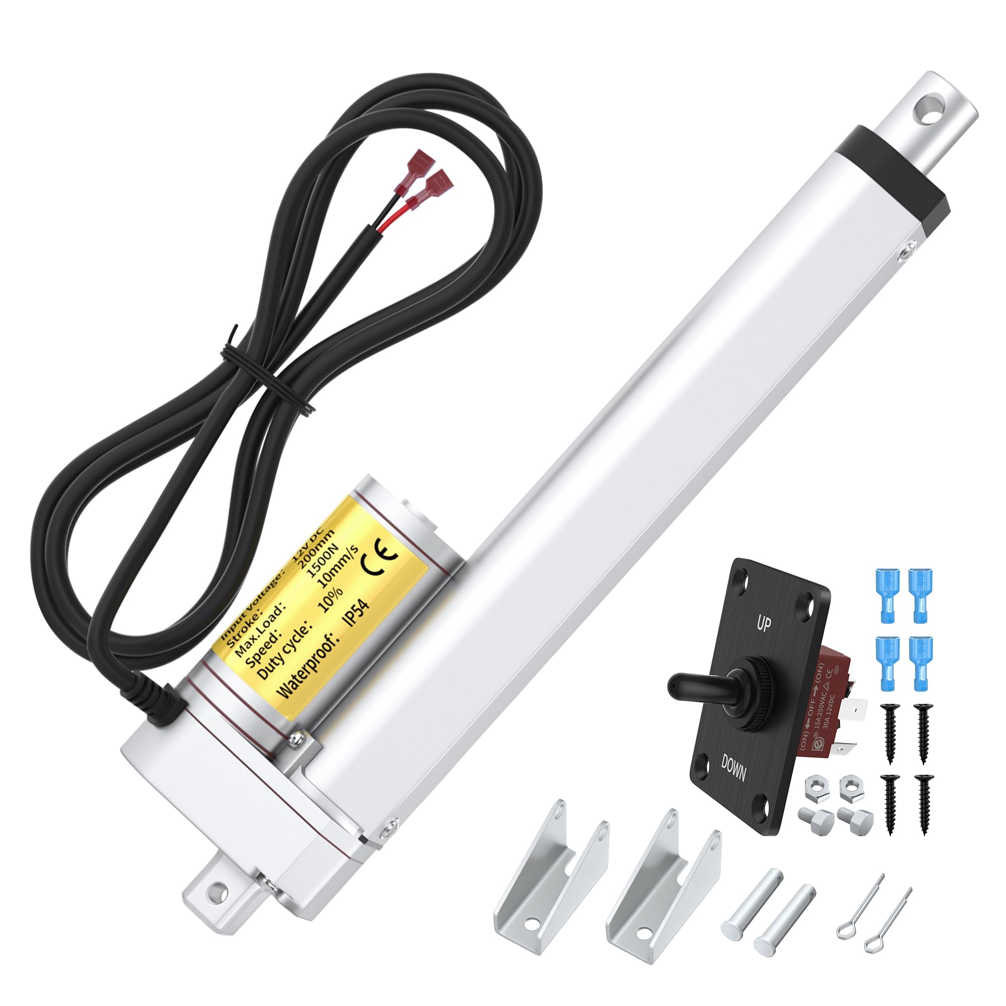 RVMARINEPAT 8 Inch 12v Linear Actuator, 330lb Thrust, High Speed 10mm/s Heavy Duty Linear Motion Actuator 12V with Manual Controller for Industrial Use