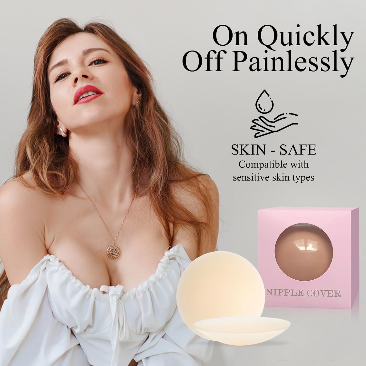 Nipple Covers No Show ,1 Pairs -Reusable Seamless Pasty Sticky Adhesive Silicone Nipple Pasties for Women - Image 3