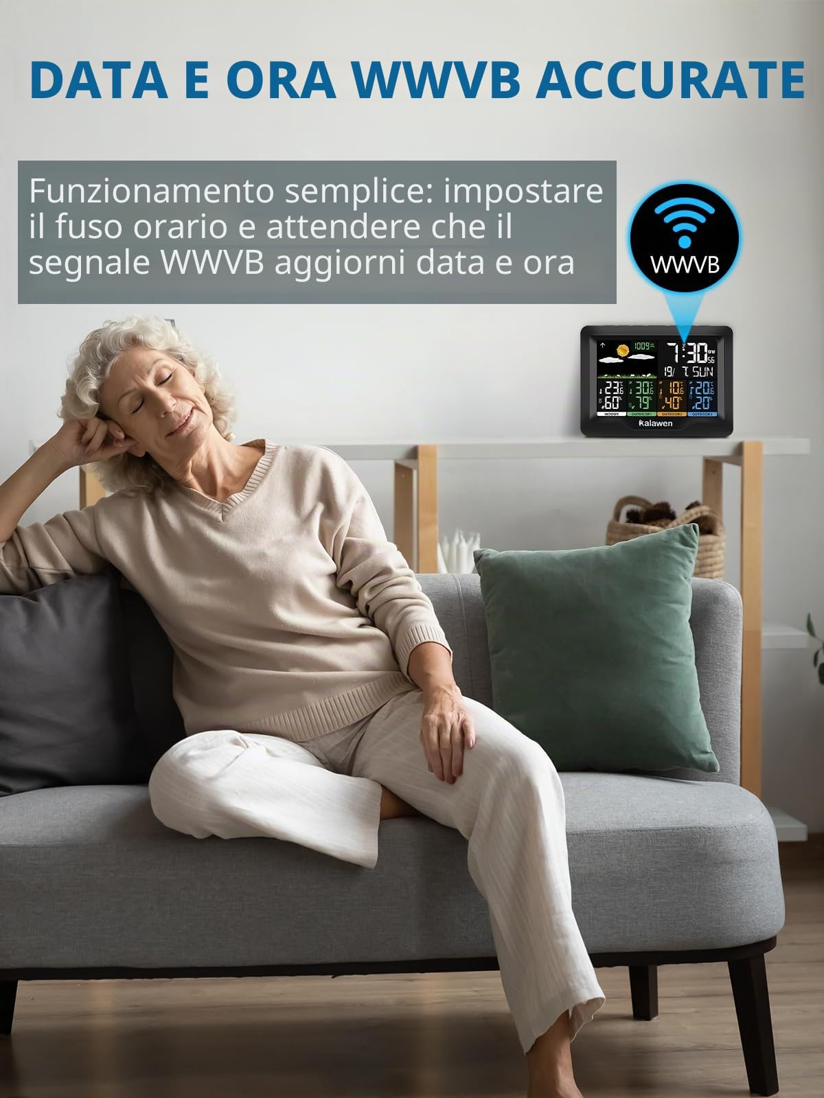 Stazione Meteo Meterologica Digitale con 3 Sensore Esterno Wireless Automatica con Schermo LCD Display Sveglia Tempo Data Temperatura Umidità Previsioni Meteo