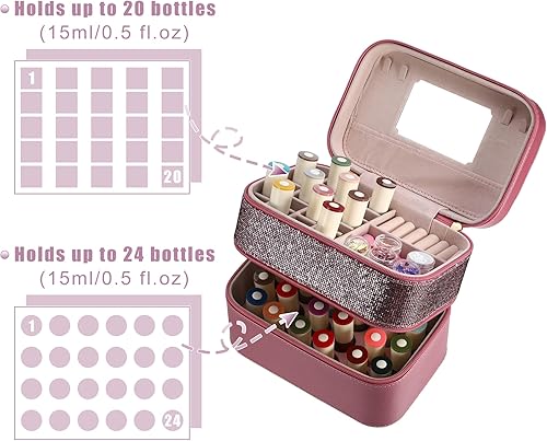 Miniatura 2 de VOCOSTE Bolsa de esmalte de uñas, funda de transporte para esmalte de uñas con capacidad para 44 botellas, organizador de juegos de arte de uñas,