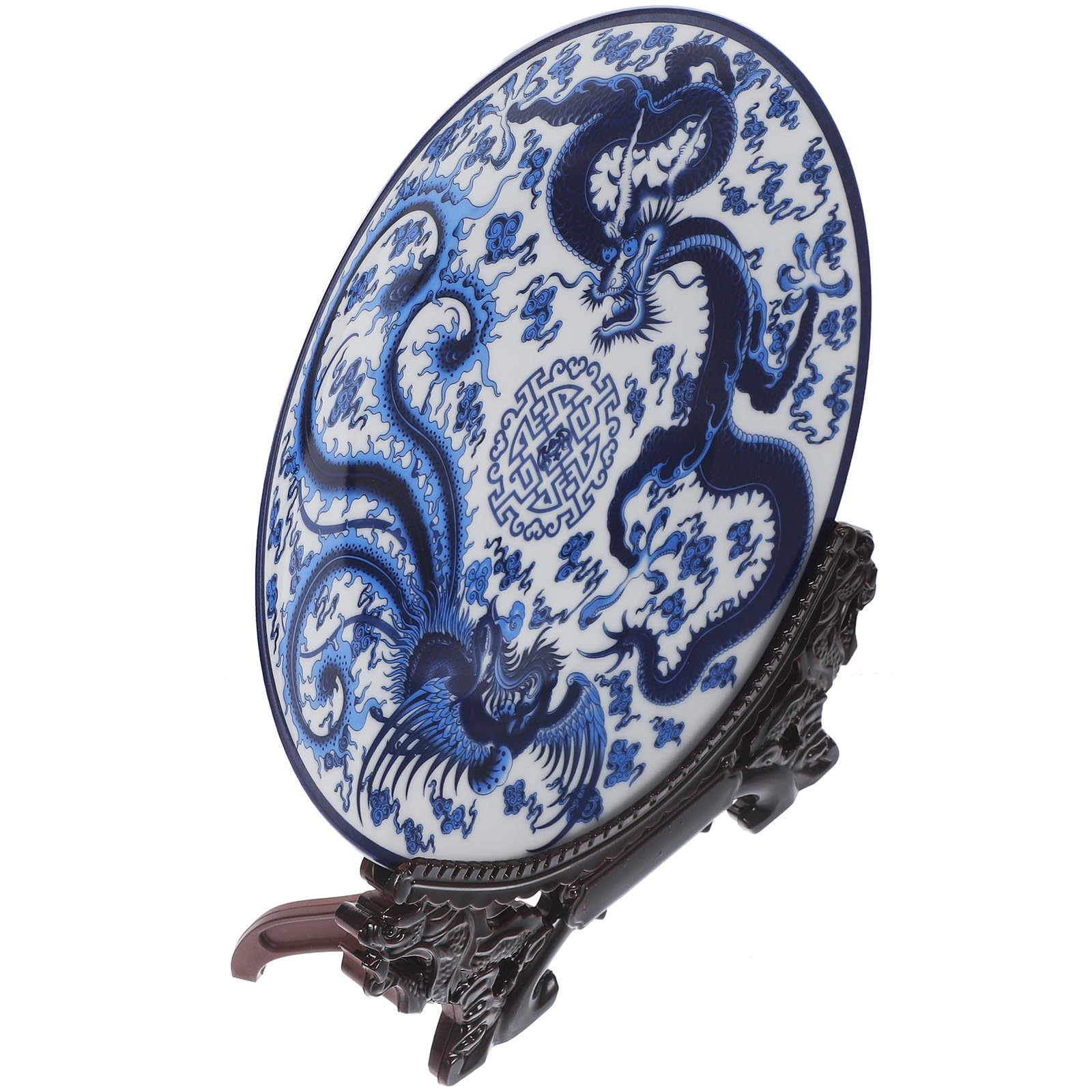 Plato Decorativo de Porcelana Azul y White, Cerámica, Estilo Chino