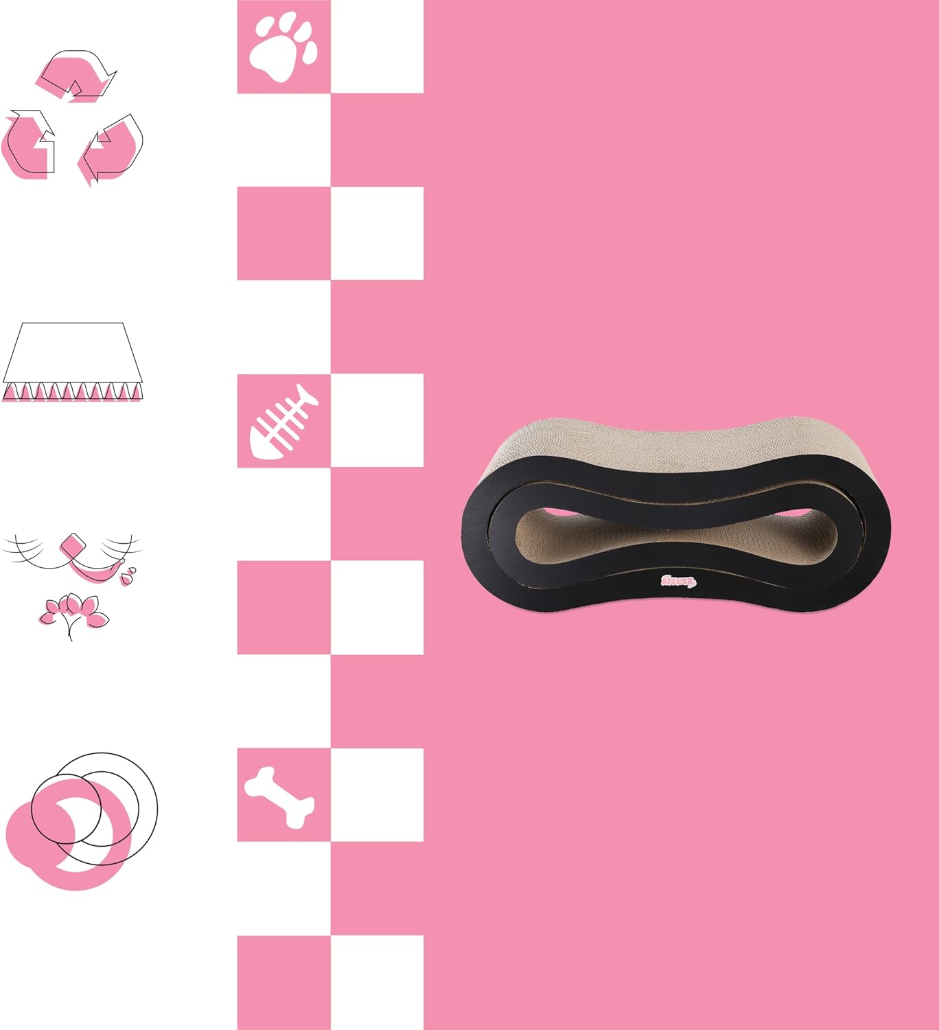 CSR1014A Suvi 26" Modern Cardboard Infinity 2-in-1 Lounge Bed Cat Scratcher with Catnip, Ink