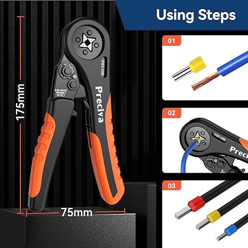 Miniatura 3 de Preciva AWG28-7 Juego de herramientas de crimpado de virola con 2000 conectores de alambre, juego de alicates de crimpado de trinquete ajustable a