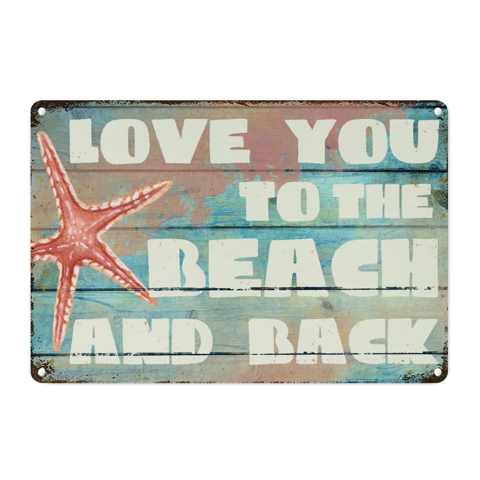 Plaque en métal Love You To The Beach pour exprimer votre amour du grand air marin