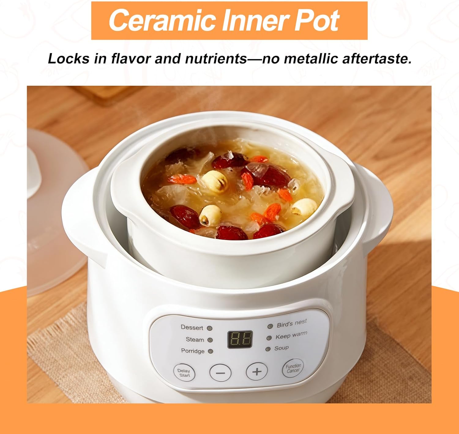 Condition photo showing New/Like New for 1l electric stew pot slow cookers electric stew cooker ceramic liner with lid ceramic casserole cooking pot for stove porridge rice soup