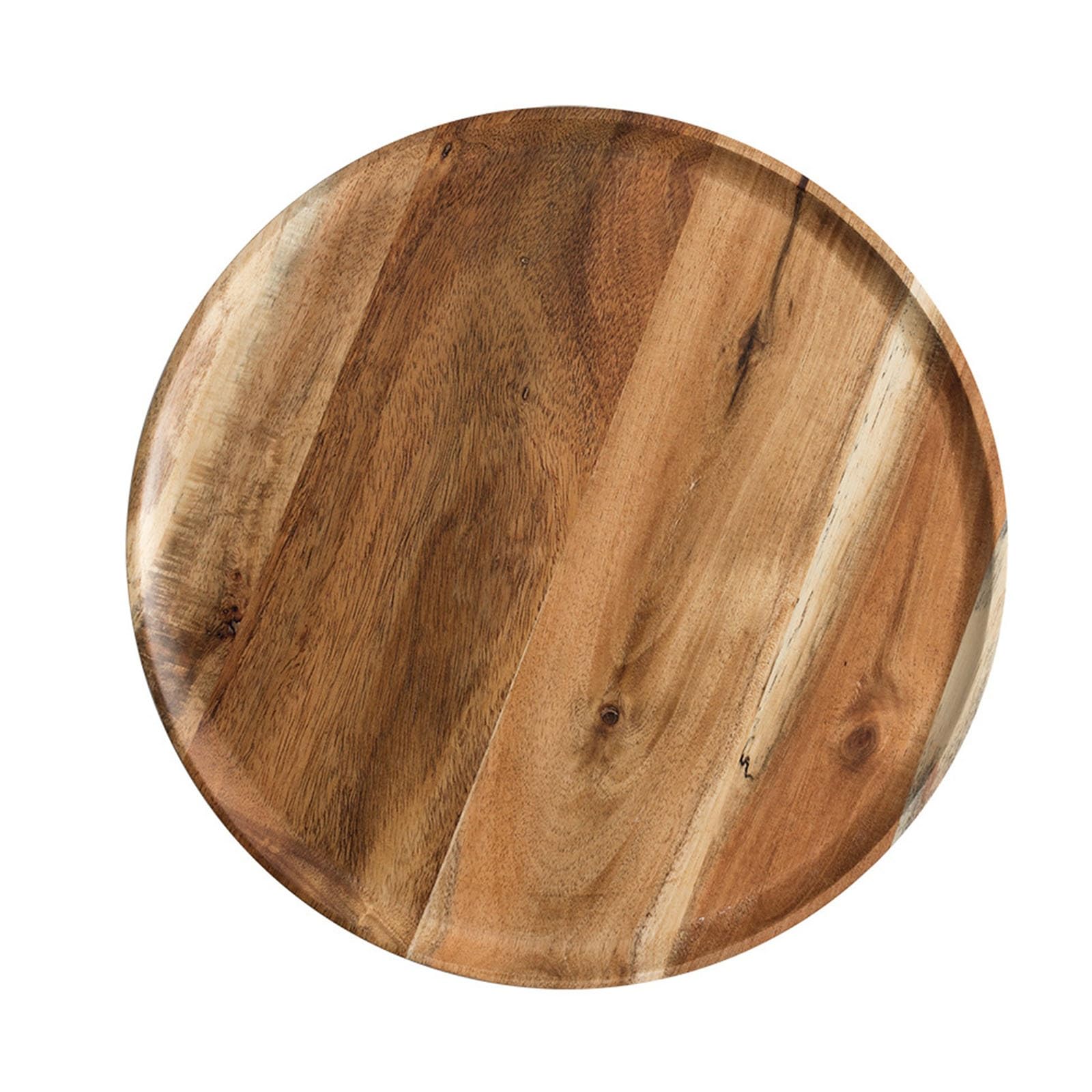 Bandejas de Madera Plato de Cena Bandeja té Redondo Simple for el hogar paletas Madera para Exhibir café Refrigerio(20.4x1.5cm)