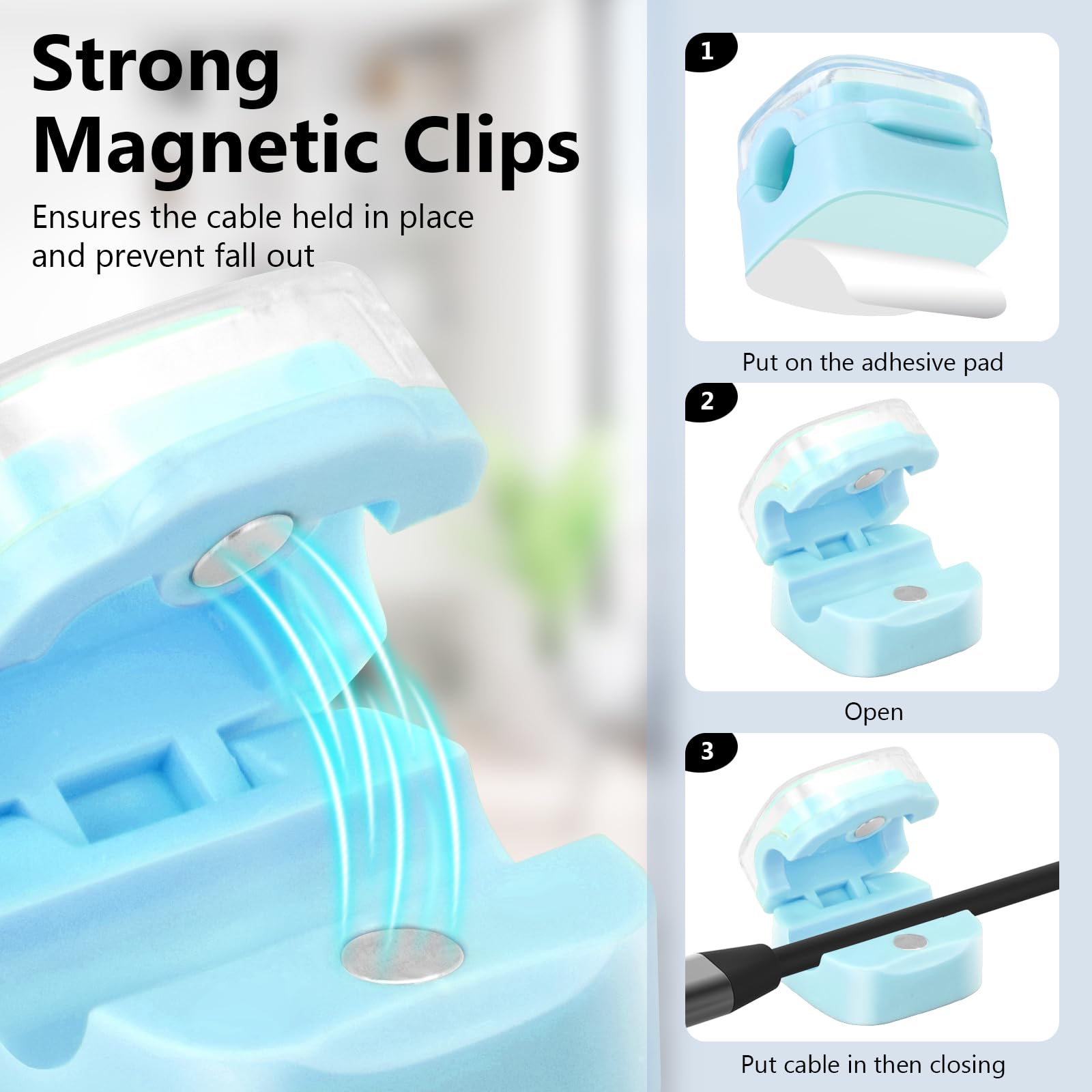 Supporto magnetico per cavi, 6 pezzi, clip autoadesive per