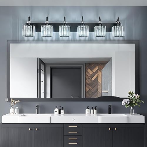 Miniatura 67 de Moderna lámpara de tocador de baño con 3 luces de cristal cromado sobre espejo para aplique de pared de baño Cromado,Oro,Negro Oro,Negro