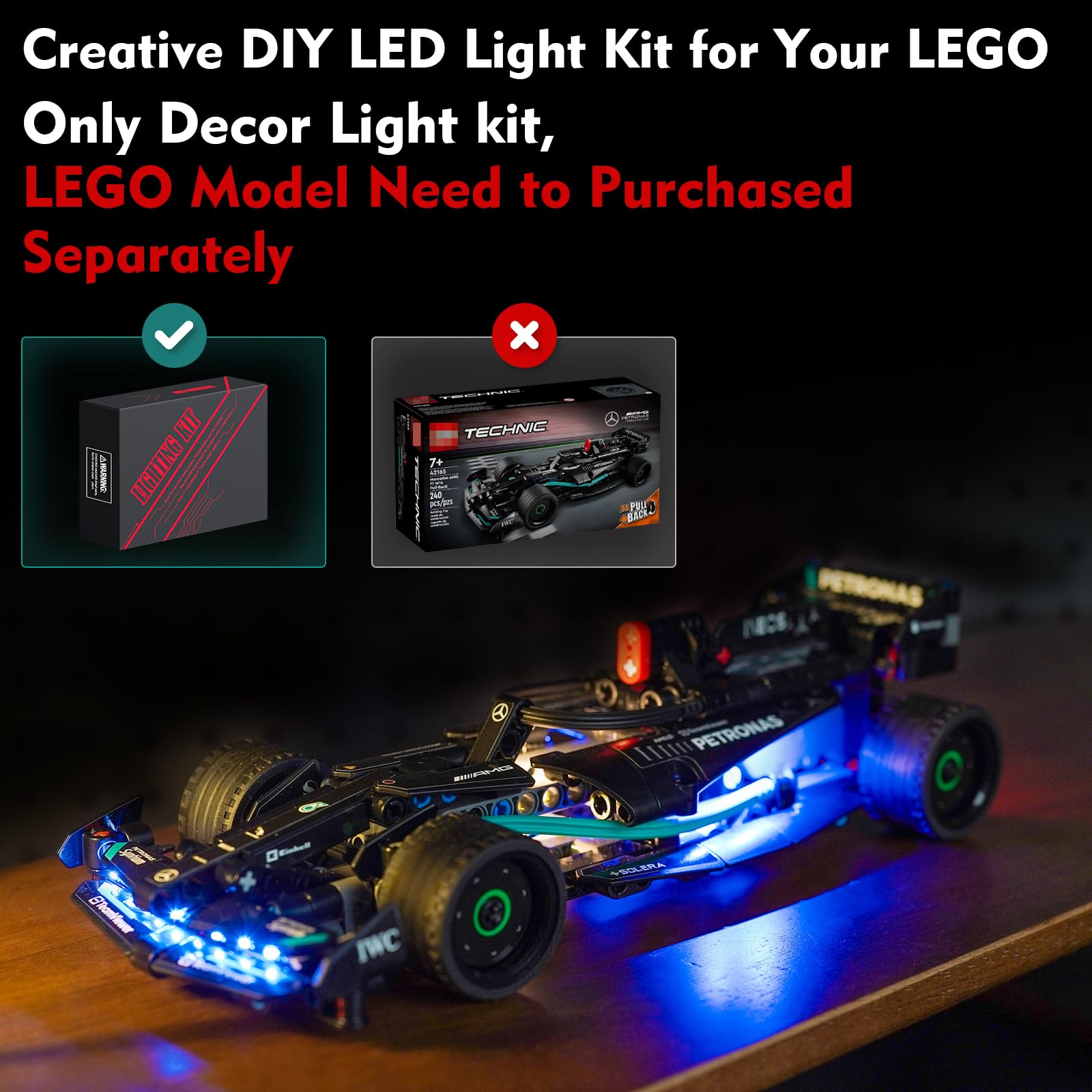 Light Kit for Lego Mercedes-AMG F1 W14 E Performance Race Car - Image 2