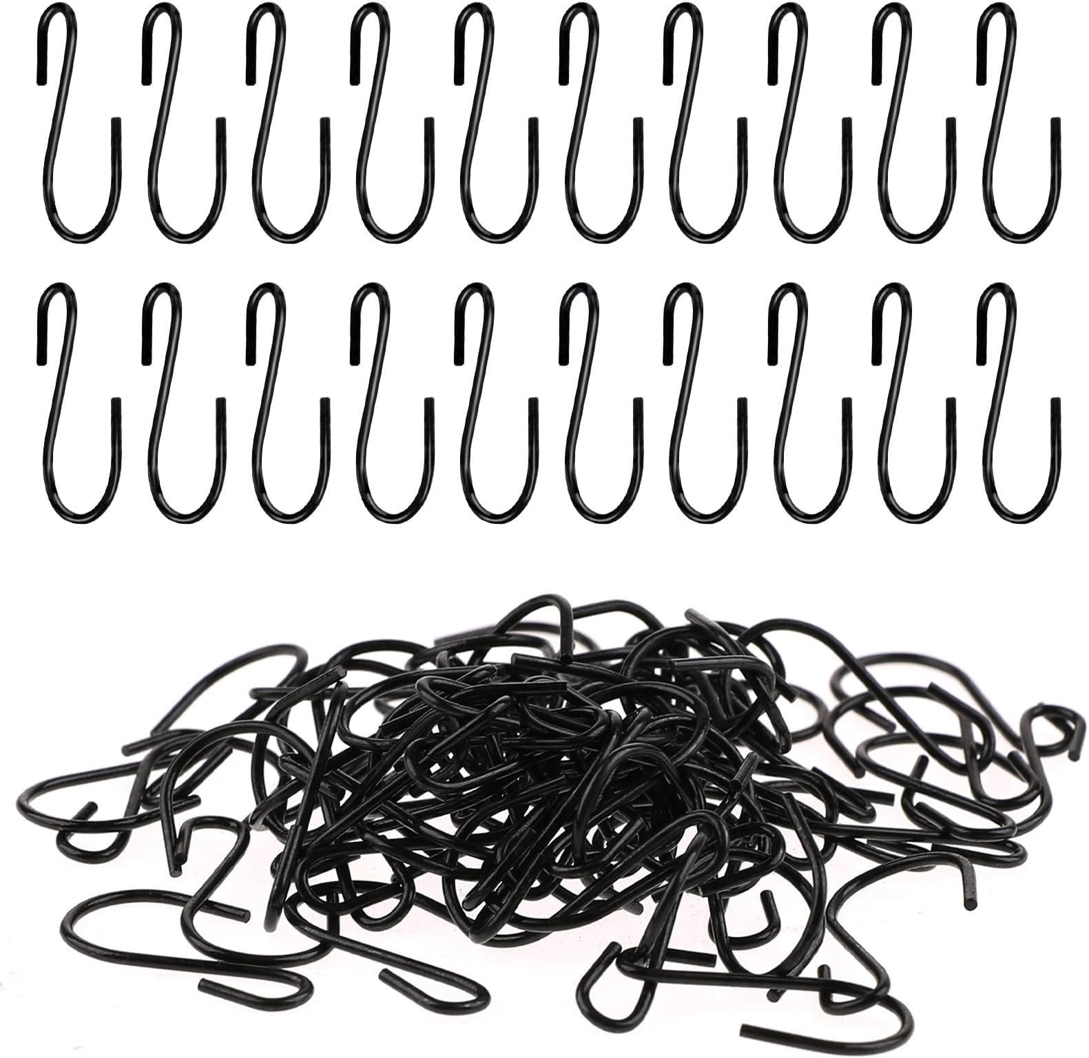 60 Pcs 2.5cm Small S Hooks for Hanging Mini Ornament Storage Hooks Iron Wire Hook Hanger for Jewelry Small Kitchenware and Plants Black