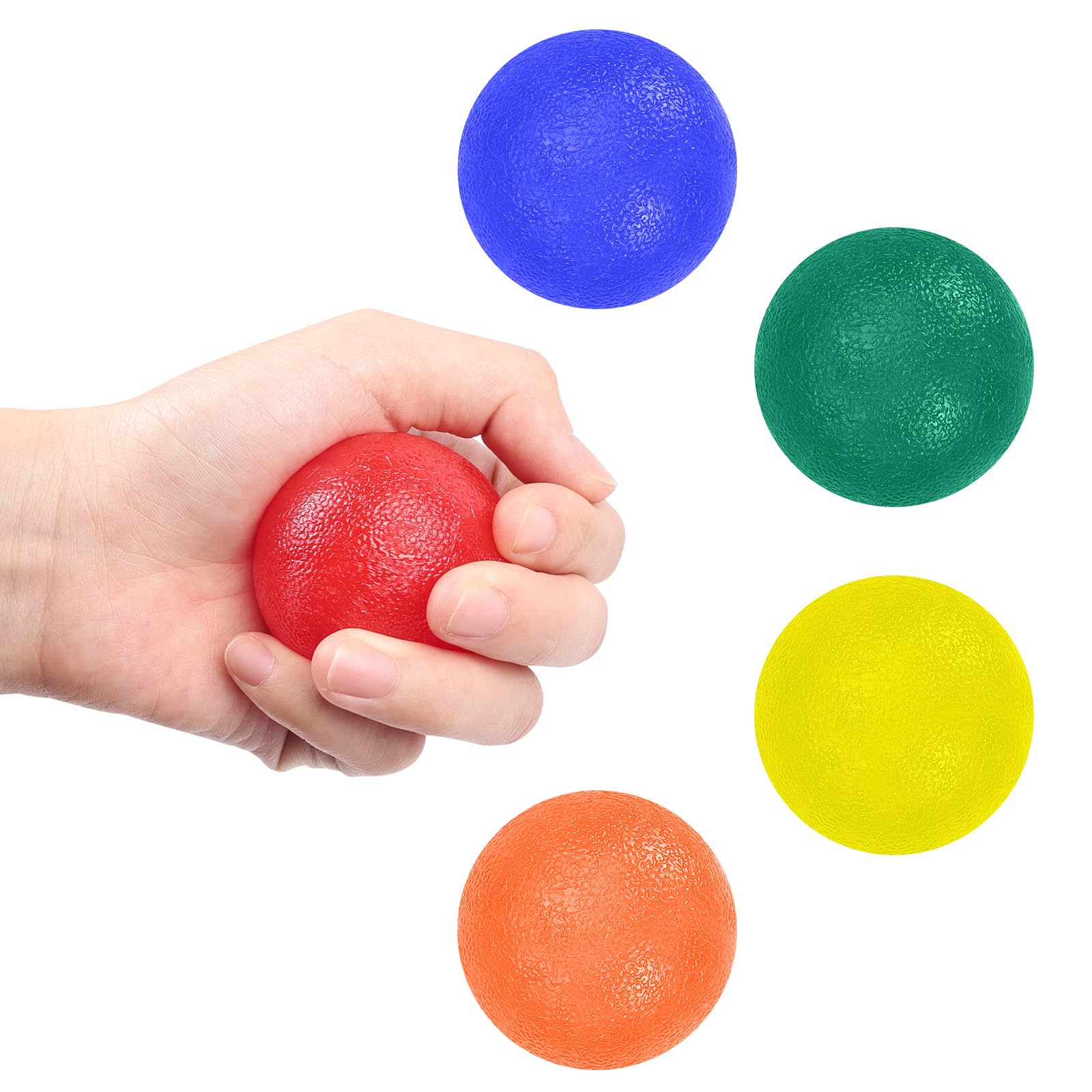 AOOWU Hand Therapy Exercise Balls, 5 Strengths Hand Therapy Squeeze Exercise Stress Balls, Finger Wrist Arthritis Hand, Hand Grip Exerciser Balls, Stress Ball, Grip Strengthen and Stress Relief