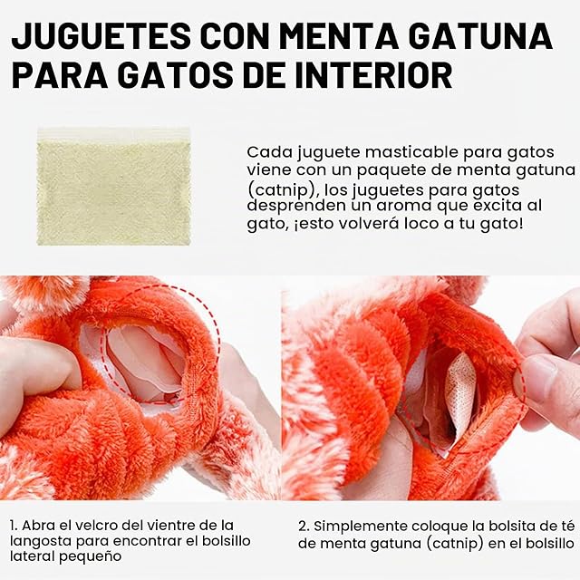 Foto 3 de 6 de SLE Langosta Interactiva para Gatos con Hierba Gatera, Juguete Masticable y Pateador Activado por el Tacto