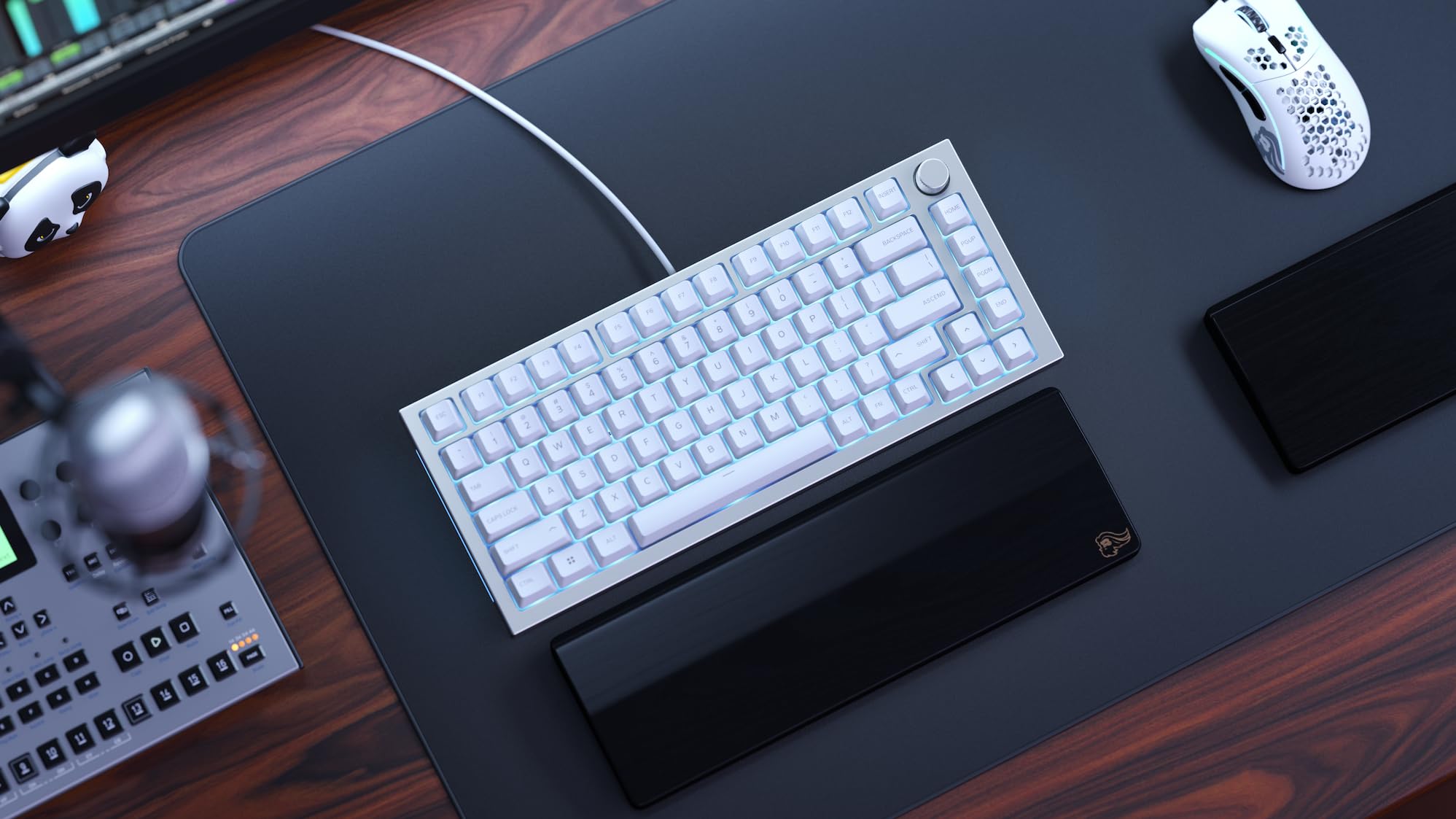 GLORIOUS Reposamuñecas de Madera Fresno Blanco Antisudor Jugar TKL (Onyx)