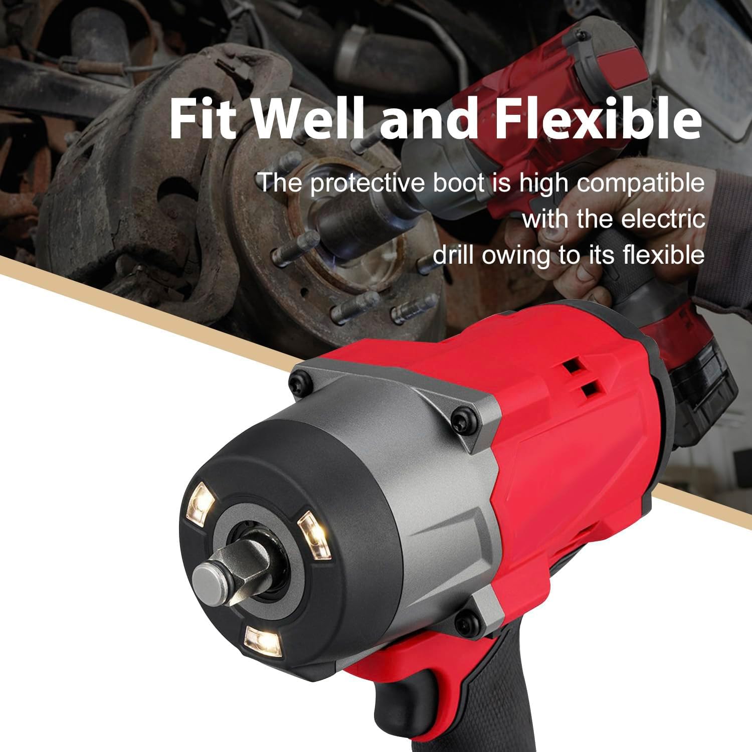 1pcs 18V Protective Boot 49-16-2967 49162967 High Torque Impact Wrench Boot for 18V FUEL 1/2 High Torque Impact 2967-20 only（red）