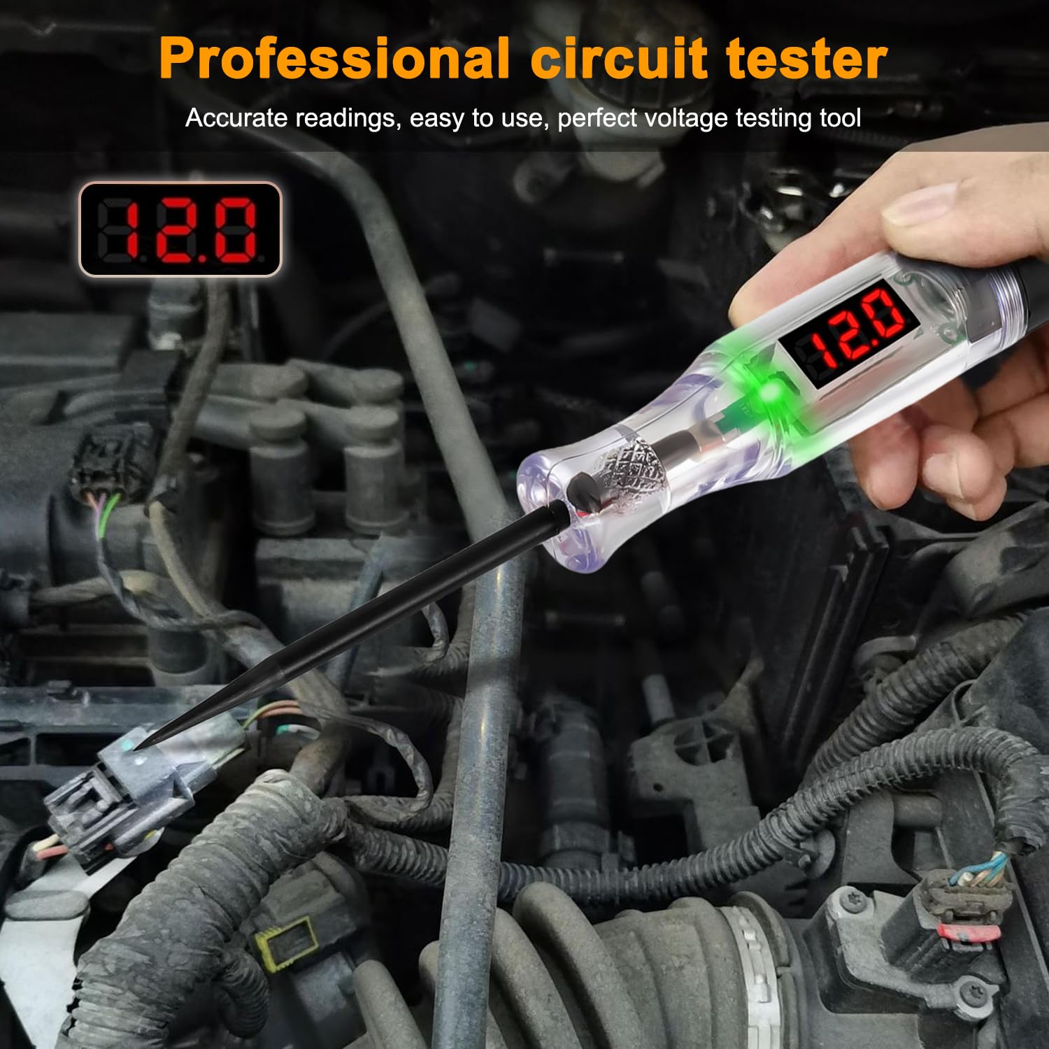 Tester del Circuito 3-120V del Cavo del Fusibile con display a LED, cavi a molla e clip a coccodrillo, strumento penna Per testare i circuiti automobilistici