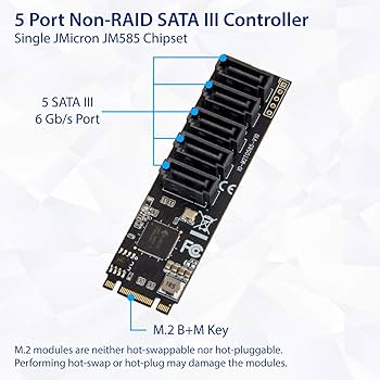 adamo様513専用 Wewnętrzny 5-portowy adapter do kluczy non-Raid SATA III 6