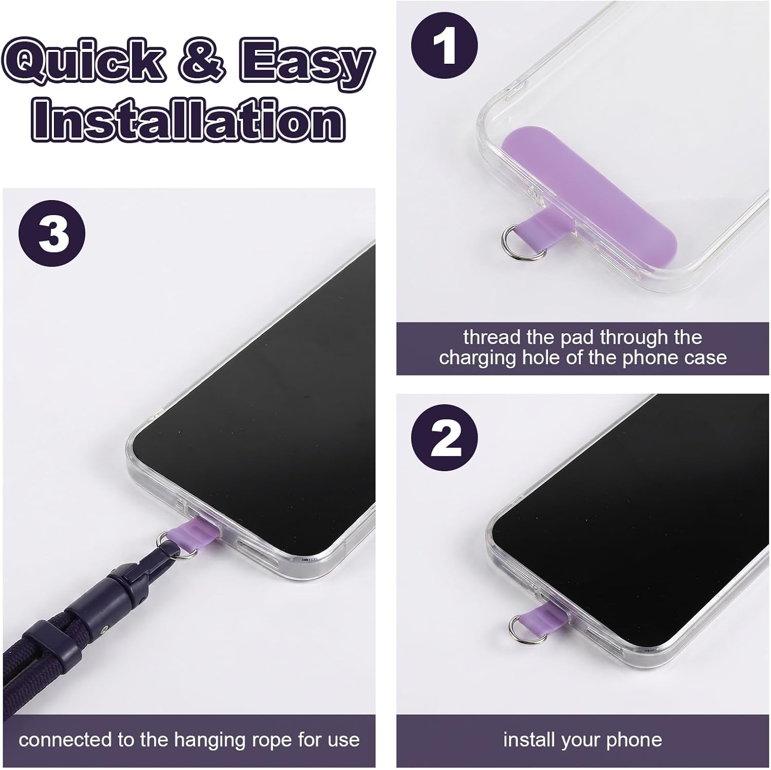 2PCS Phone Lanyards Hand Wrist Strap with Tether Tabs, Adjustable Cell Phone Hand Strap for Women and Men(Purple+orange)