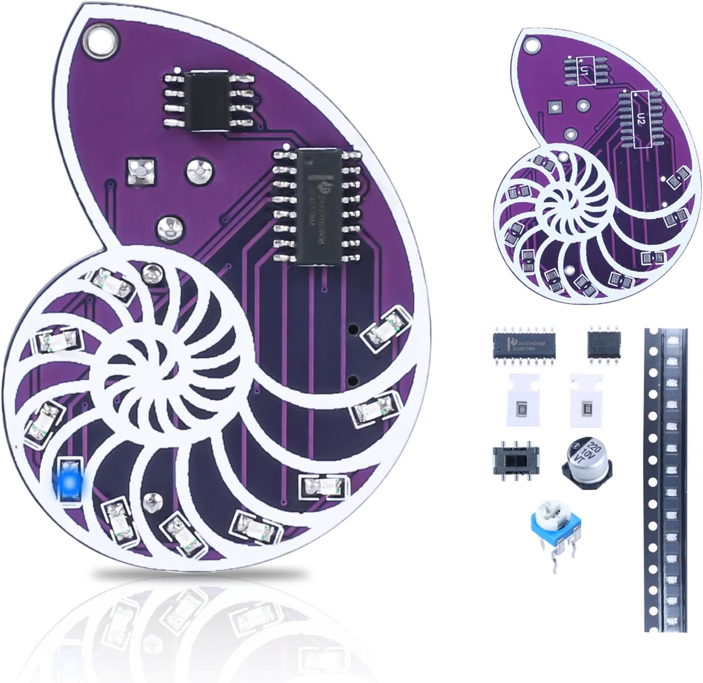 SMD Soldering Practice Kit, DIY LED Seashell Surface Mount Soldering Project, Learn SMD Electronics Kit for Teens & Adults, STEM Solder Practice Kit with Adjustable Flowing Light Decoration