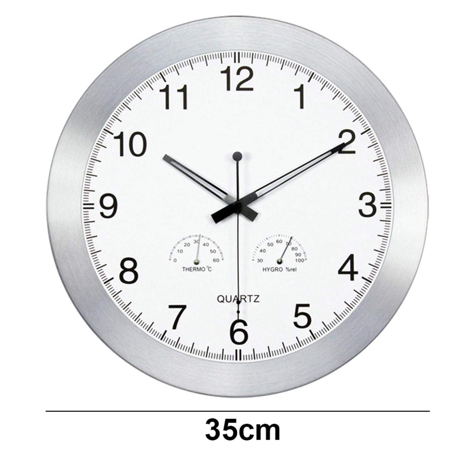 Zegary ogrodowe na zewnątrz wodoodporne, 35 cm aluminiowa skorupa zegary zewnętrzne do ogrodu montowane na ścianie z termometrem higrometrem cichy zegar kwarcowy zegar zewnętrzny zegar