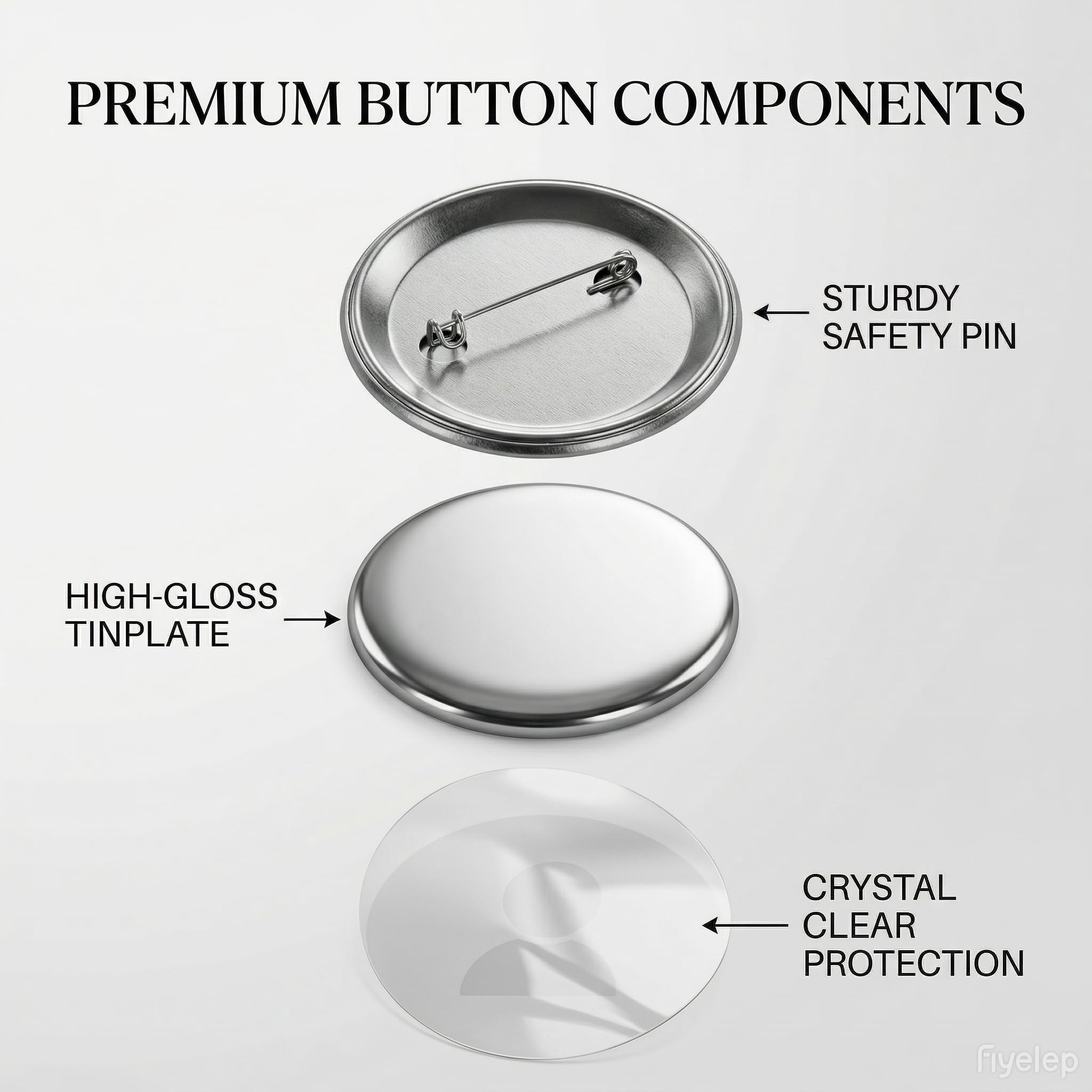 Buttons selber machen, 100 Stück Blank Button Rohlinge 58mm, Runde Metall Abzeichen Teile, Badge Making Supplies passend für Maker Maschine