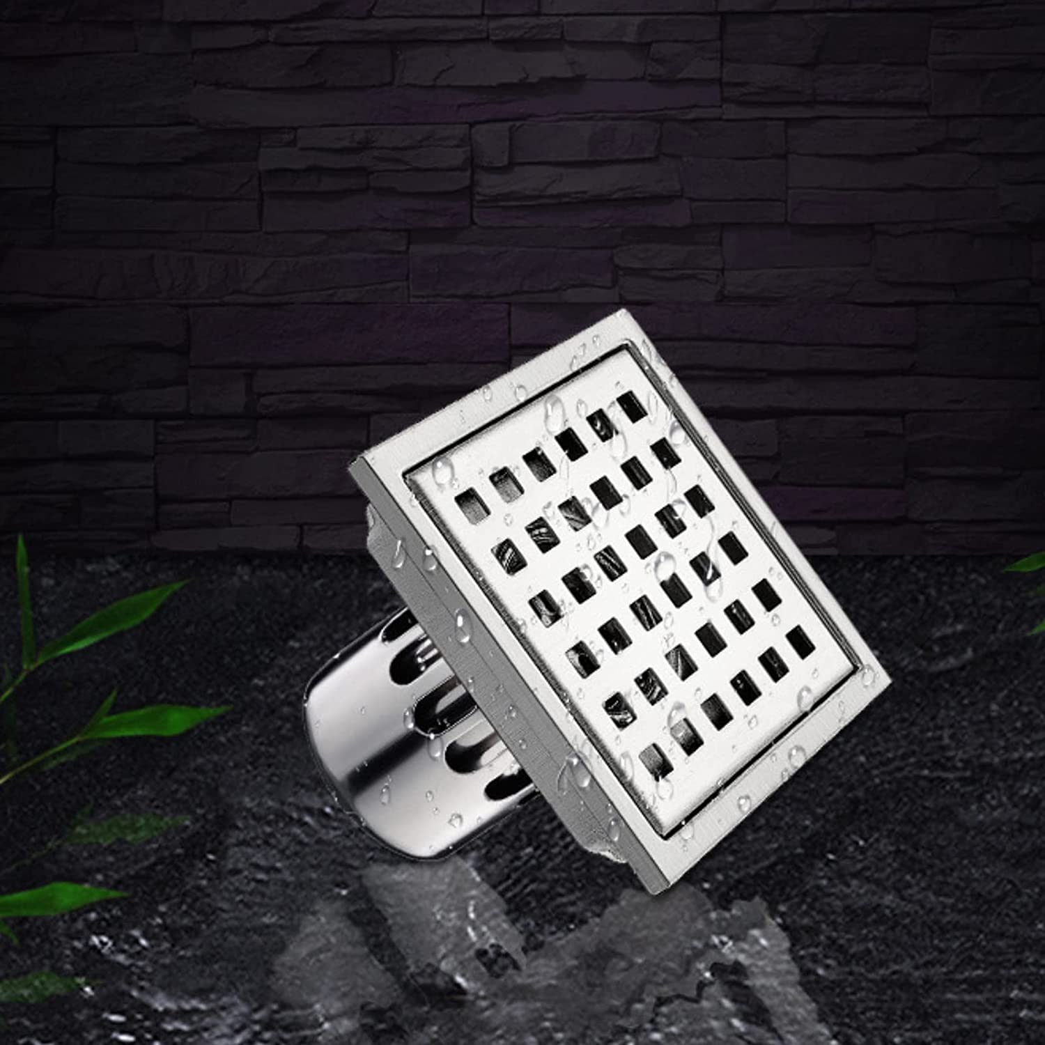 Desagüe de Piso, Cubierta de desagüe de Piso de Ducha, desagüe de desechos de Ducha Accesorio de Lavabo de Ducha Cuadrado Desagüe de Piso de Ducha de Acero Inoxidable 304-E-15cm * 15cm