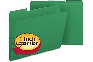 Smead 1-Inch Expansion Classifiers with 1/3 Cut Tabs, Letter Size, Green (21546)