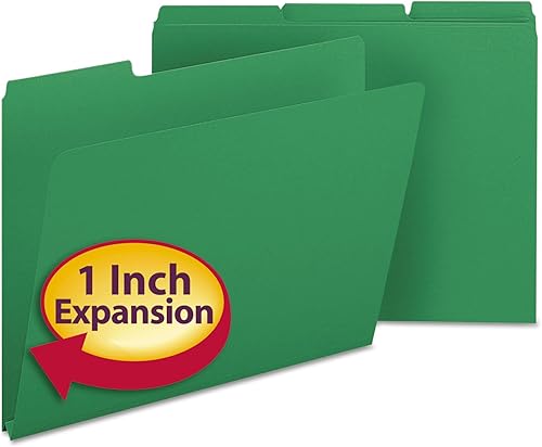 Miniatura 10 de Smead Carpeta de archivos de cartón prensado, pestaña de corte de 1/3, expansión de 1 pulgada, tamaño legal, verde, 25 por caja (22546) Verde,Rojo