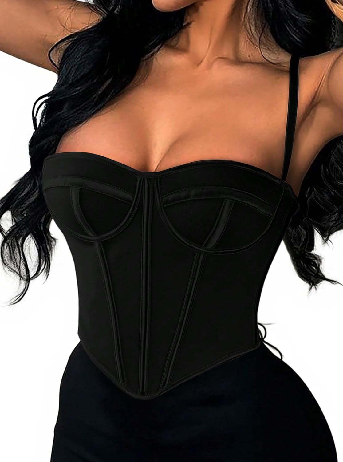 Avanova Women Overbust Corset with Straps Bustier Corsets Sexy Going Out Cami Crop Top - Image 4