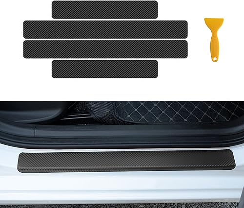 UGSHY 4 protectores de borde de puerta modificados para automóvil, 2 tiras de fibra de carbono de 23.6 pulgadas, 2 piezas de 15.7 x 2.7 pulgadas,