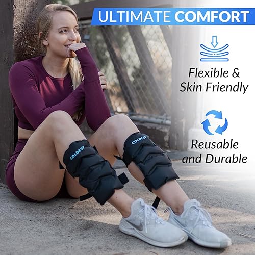 Miniatura 6 de Coldest Shin Splints - Terapia de 2 pares de hielo de compresión reutilizable de gel para dolor de espinilla, dolor de espinilla anterior,
