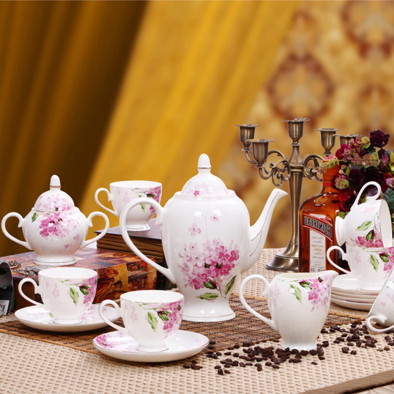 SGeneE 15 Pieces British Porcelain Tea Sets, Vintage