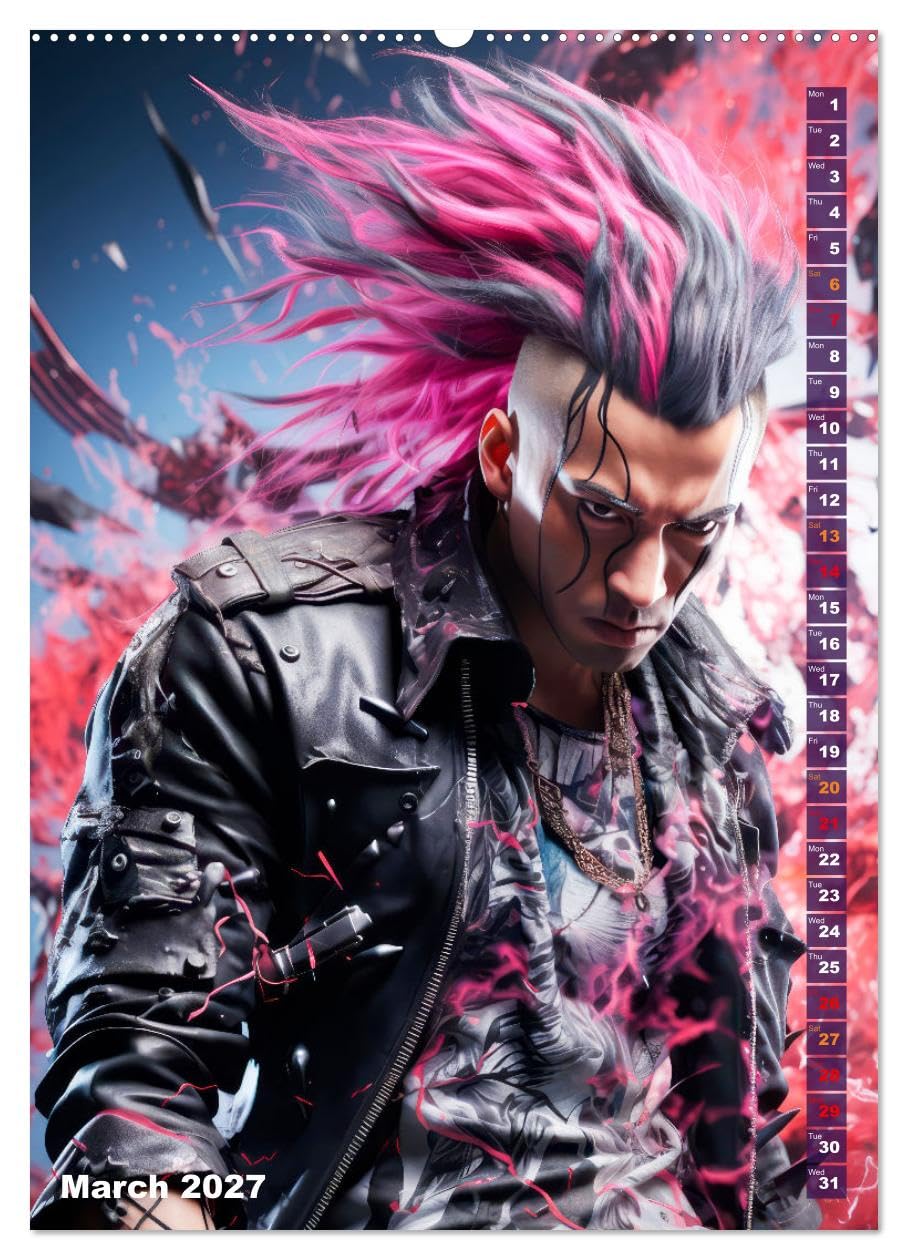 CYBERPUNK Cool guys (Wall Calendar 2027 DIN A2 portrait), CALVENDO 12 Month Wall Calendar: Rebels in the era of AI technology