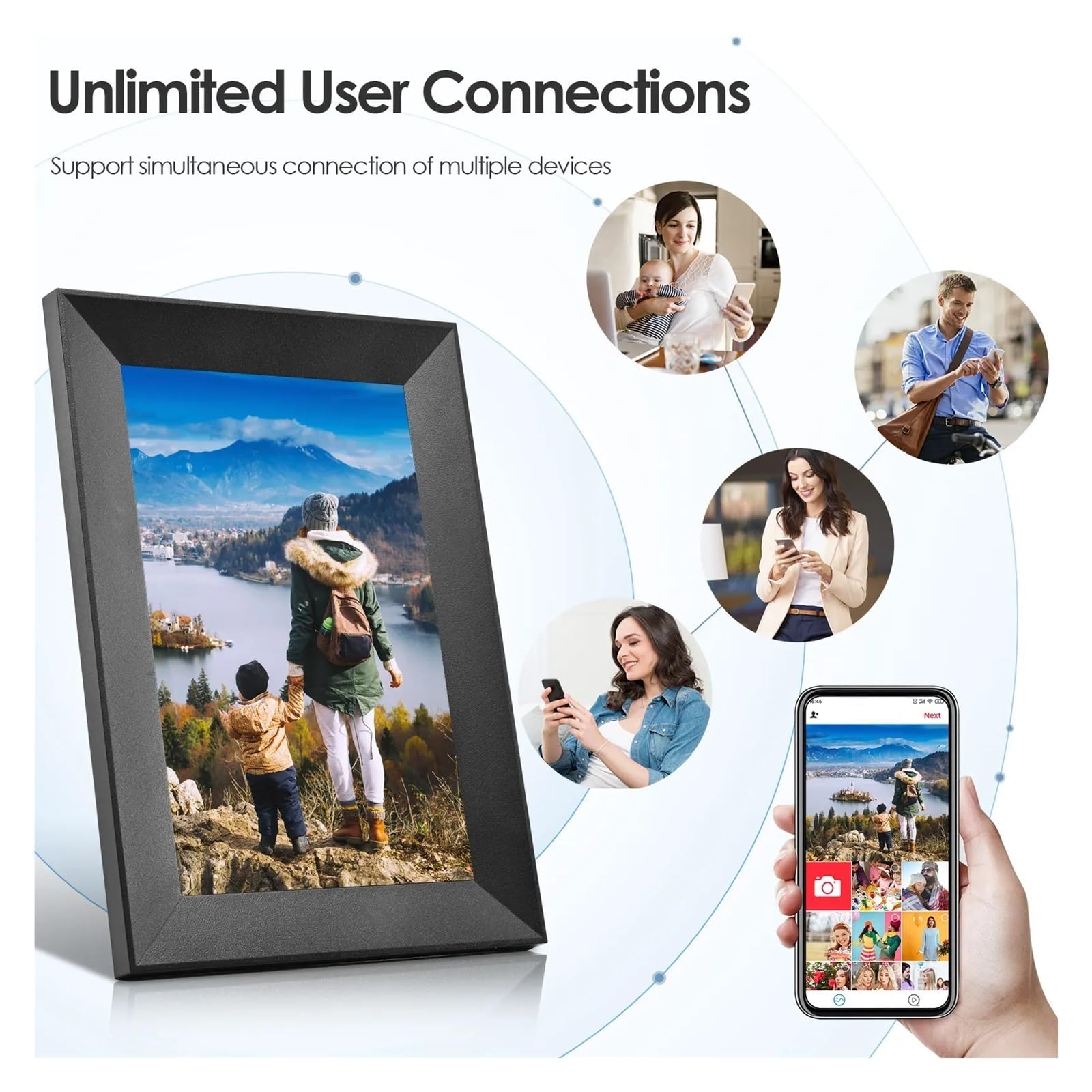 WiFi 10-calowa Cyfrowa Ramka Na Zdjęcia 1280x800 IPS Ekran Dotykowy 16 GB Inteligentna Sterowanie Aplikacją Zdejmowany Uchwyt Ekran O Wysokiej RozdzielczośCi(10inch 1920x1200)