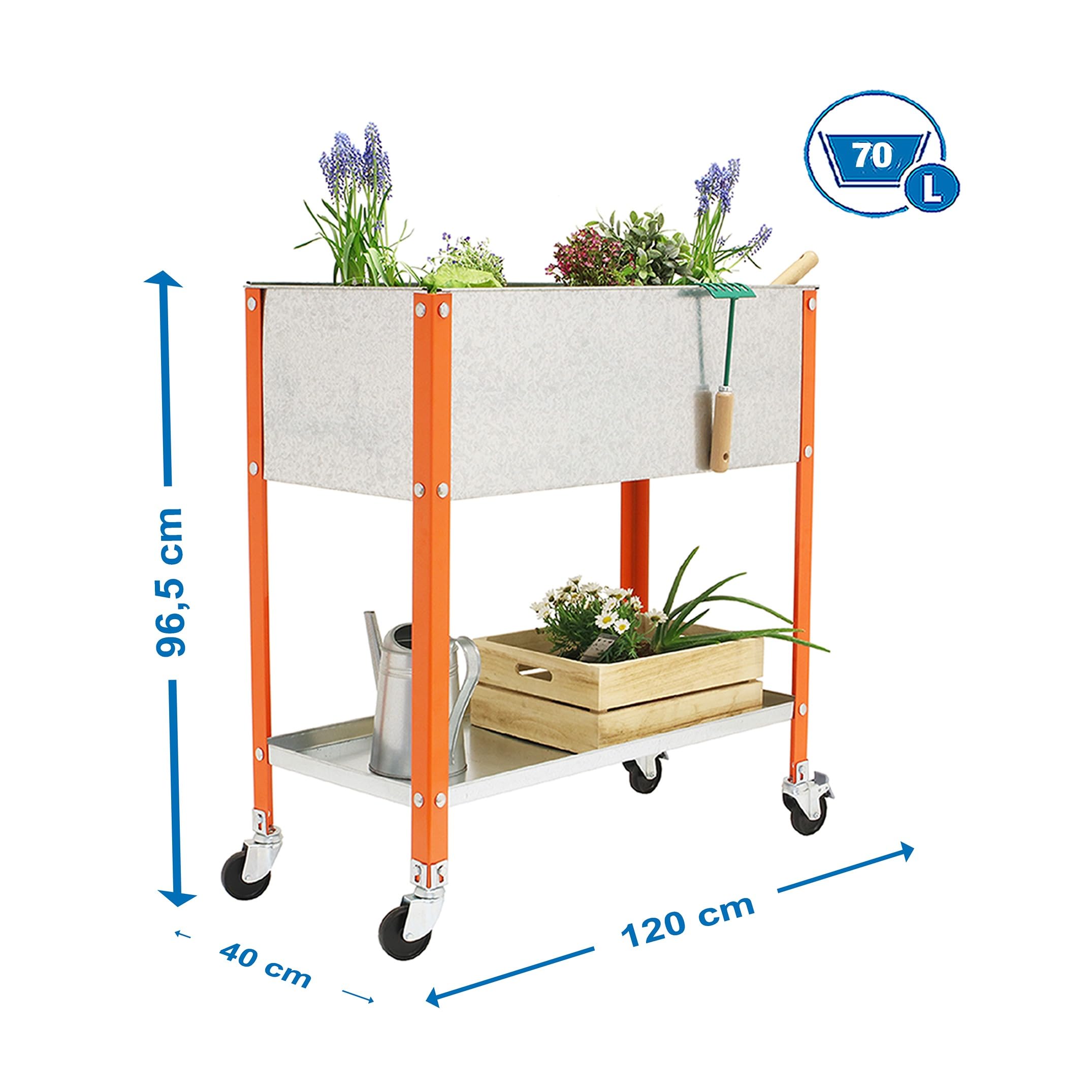 HUERTO URBANO SIMONGARDEN URBAN TOP CON RUEDAS 1200x400 NAR/GA