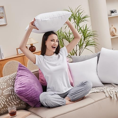 Miniatura 6 de Qeils - Juego de 2 rellenos de almohada de 12 x 20 pulgadas, rellenos de almohada blancos para sofá con funda de poliéster suave, insertos de