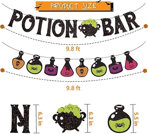 Miniatura 9 de Cartel de Halloween con diseño de dulce o truco, decoraciones de fiesta, guirnalda de banderines con purpurina negra, morado, dorado, con calabaza,