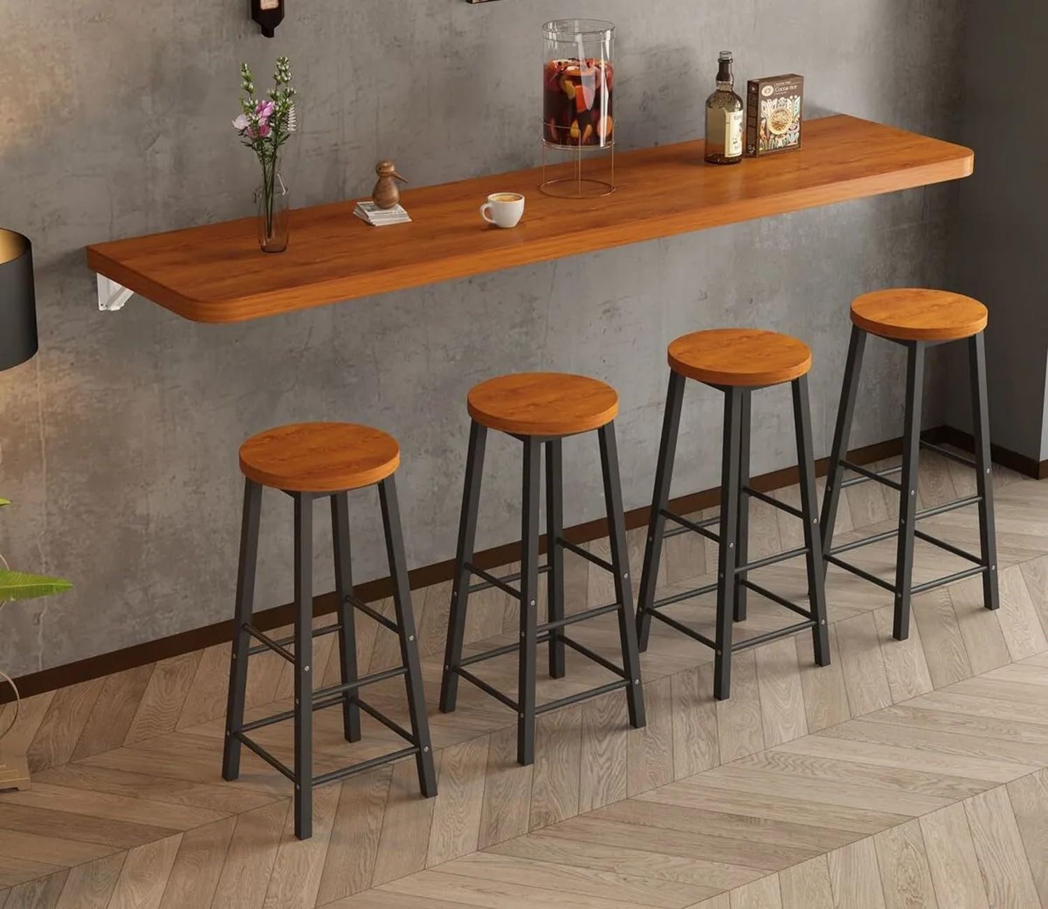 GDMDPTE Wall Mounted Coffee Table - Space-Saving Folding Kitchen Bar Table 140×40CM Strong Load-Bearing Ideal for Living Room & Balcony Perfect for Small Breakfasts