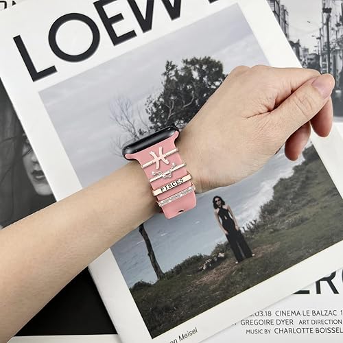 Miniatura 10 de Anillos decorativos de 12 constelaciones compatibles con correas de silicona de Apple Watch de 1.929 in, 1.772 in, 1.732 in, 1.654 in, 1.614 in,