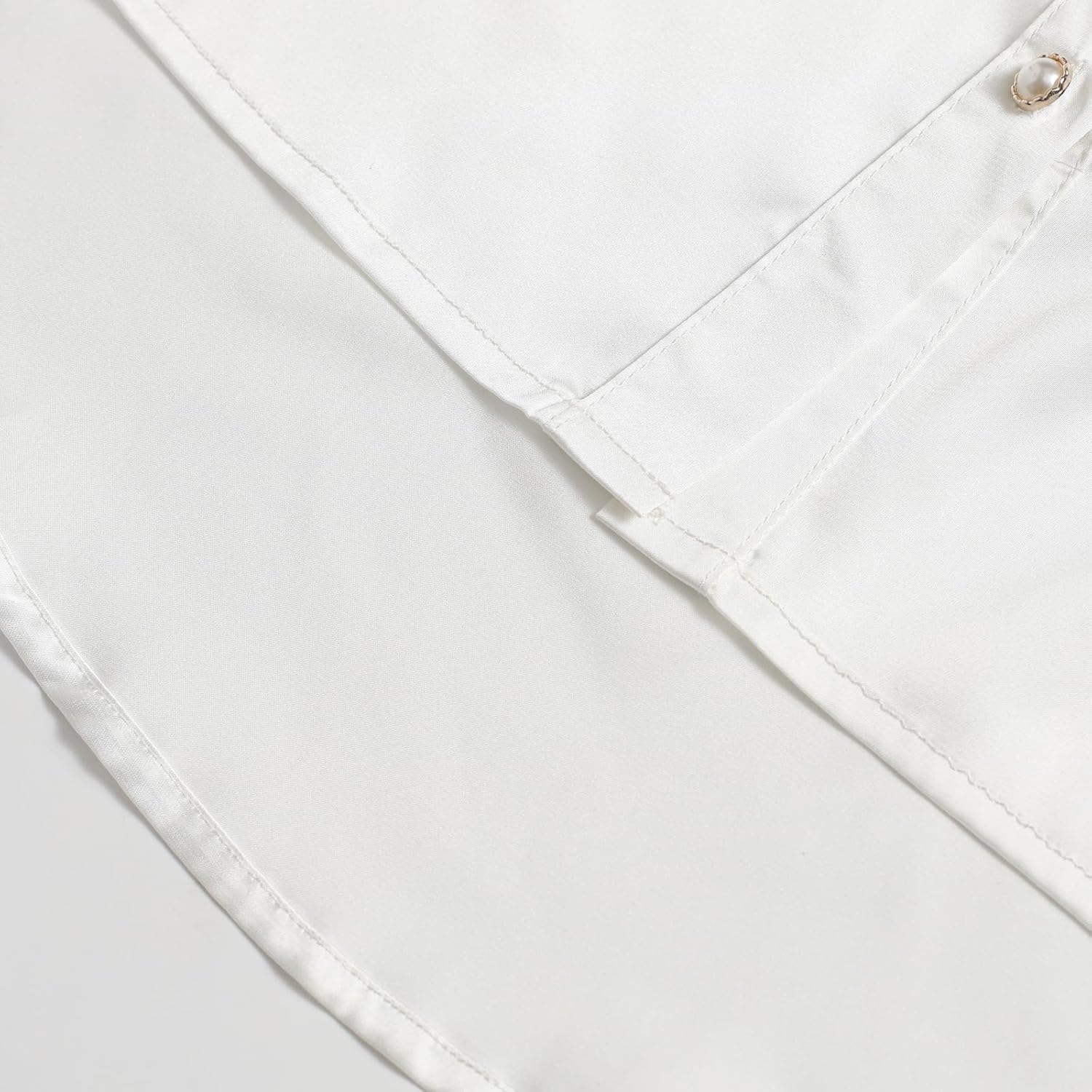 Women's Satin Silk Button Down Shirts Long Sleeve Casual Office Work Blouse Shirts - Image 7