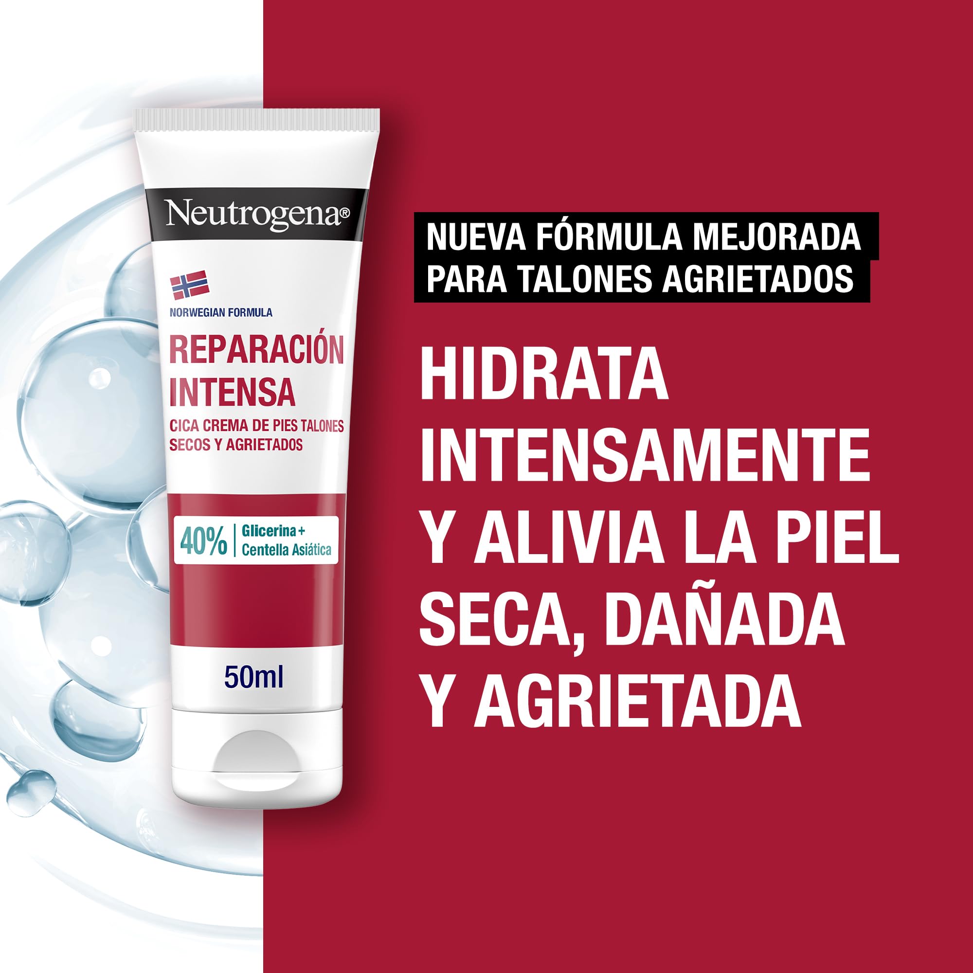 Neutrogena Fórmula Noruega Reparación Intensa CICA Crema de Pies Talones Agrietados 50 ml