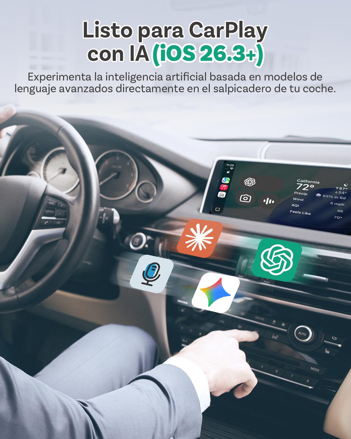 OTTOCAST E2 AI Box, 2026 Mejorada 3 en 1 Adaptador Inalámbrico CarPlay y Android Auto, Android 13 Vídeo Multimedia para Coche con Netflix YouTube, Descarga de Aplicaciones, 4GB+64GB, Actualización OTA