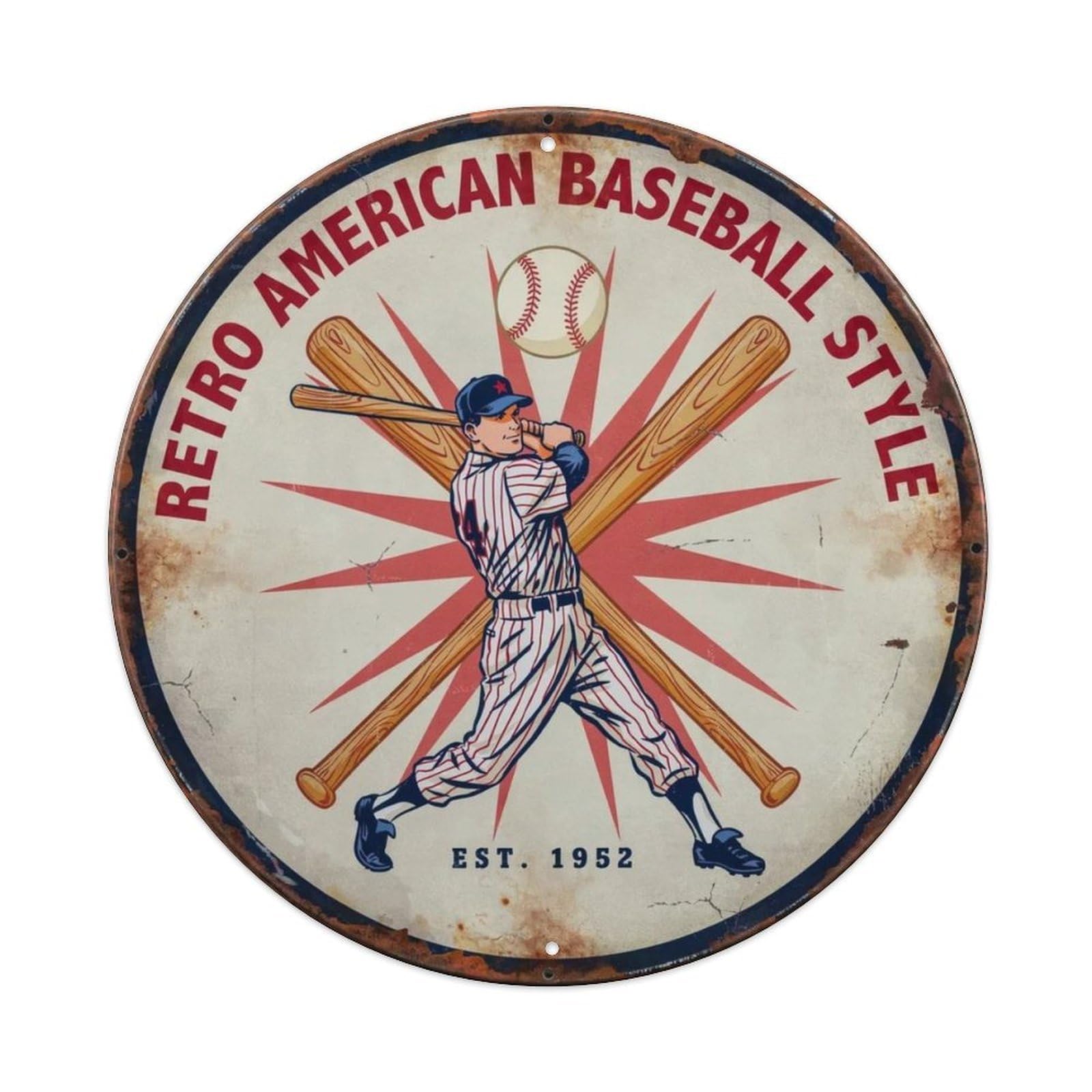Retro American Baseball Style. Metal Tin Sign Plaque