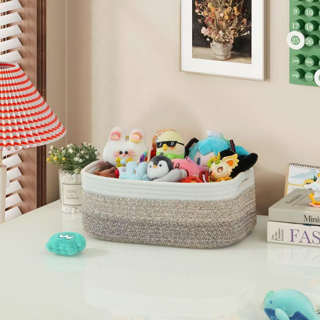 PandaEar 3-Pack Woven Storage Baskets for Organizing | Cotton Rope Bins with Handles | Decorative Shelf, Closet & Toy Organizer Baskets | 13×8.7×5.1in