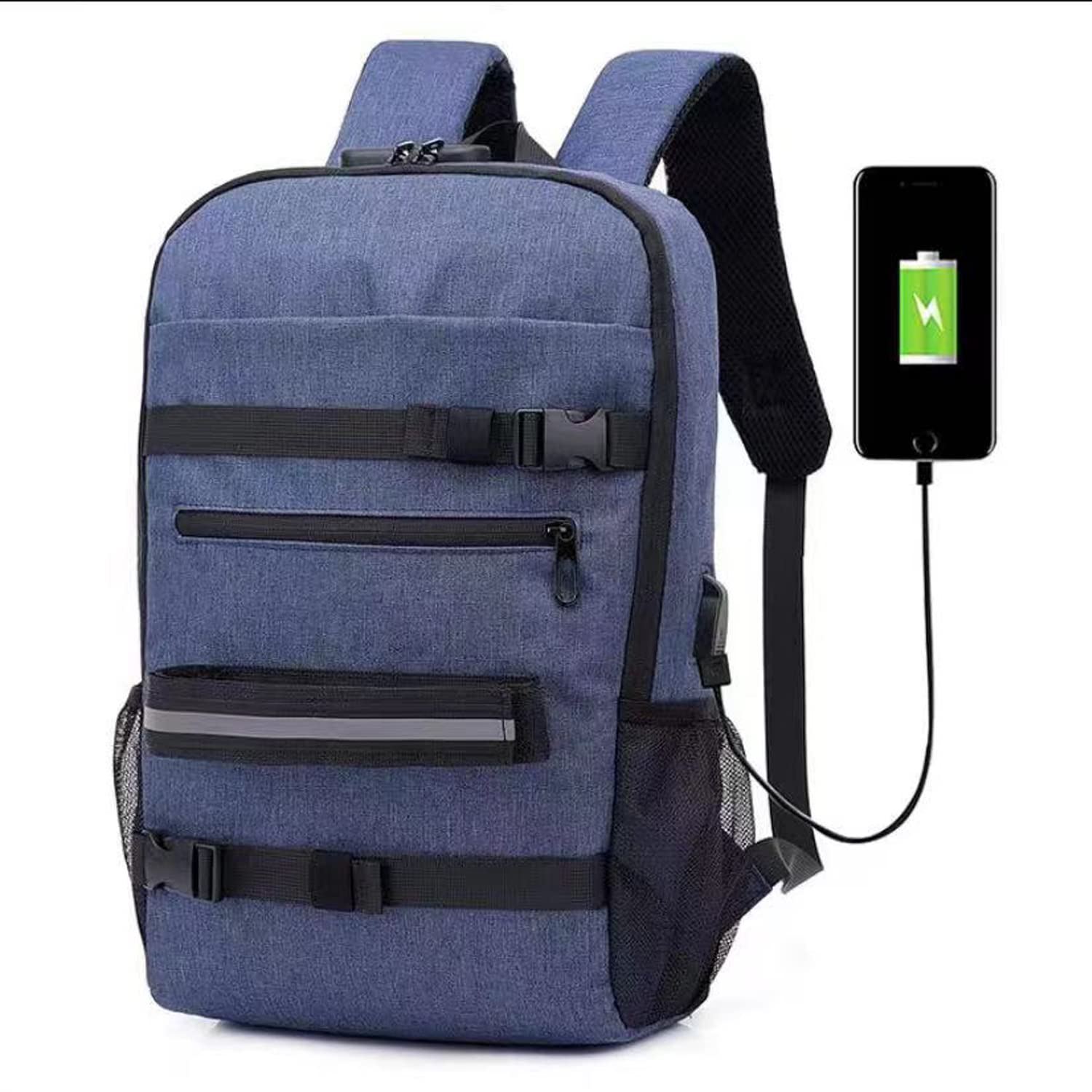 Torba na deskorolkę męską wersję koreańską plecak USB ładowanie dużej pojemności torba na komputer turystyczny Torba szkoła studencka (d)