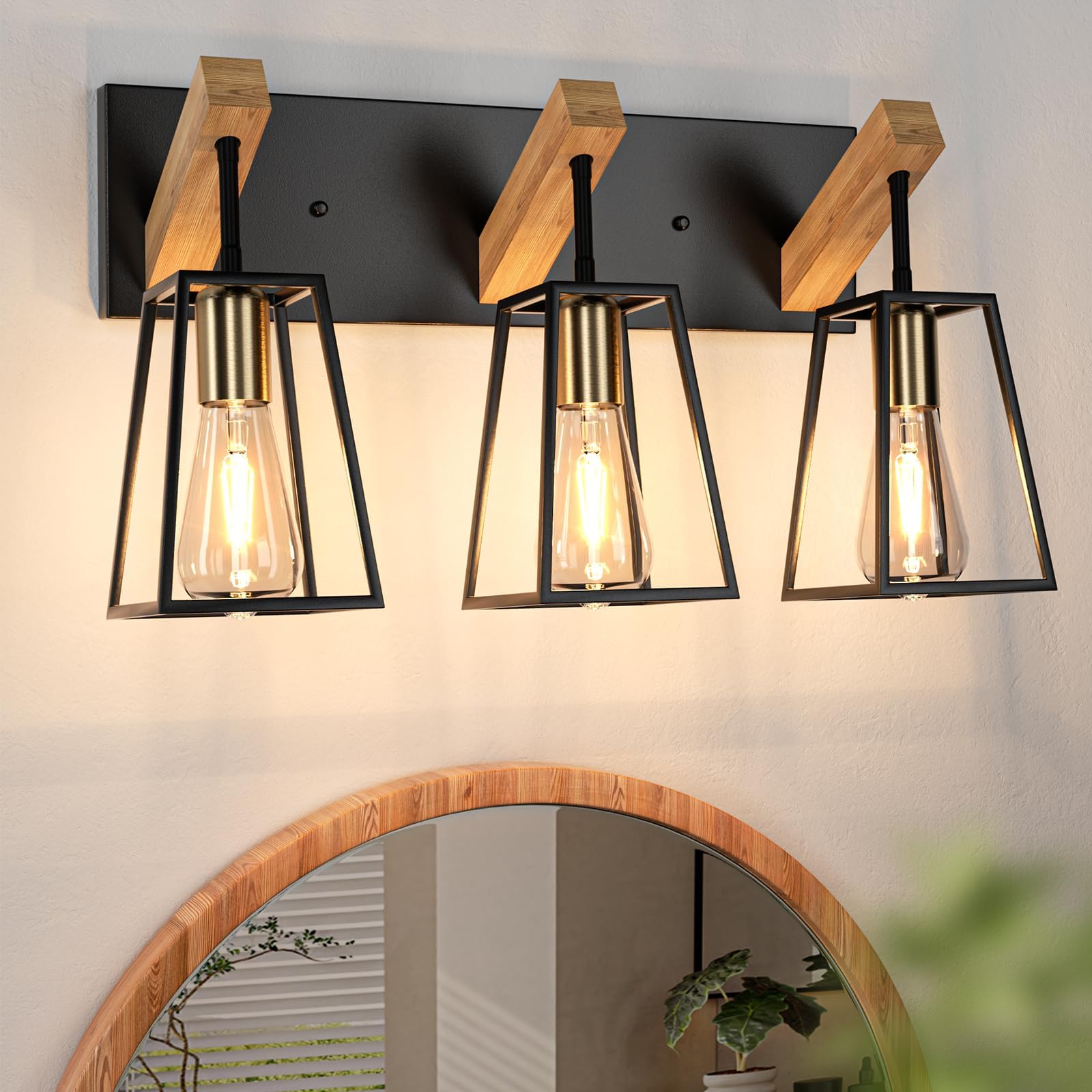 3 Light Bathroom Vanity Light - Wood Bathroom Lighting Fixtures Over ...