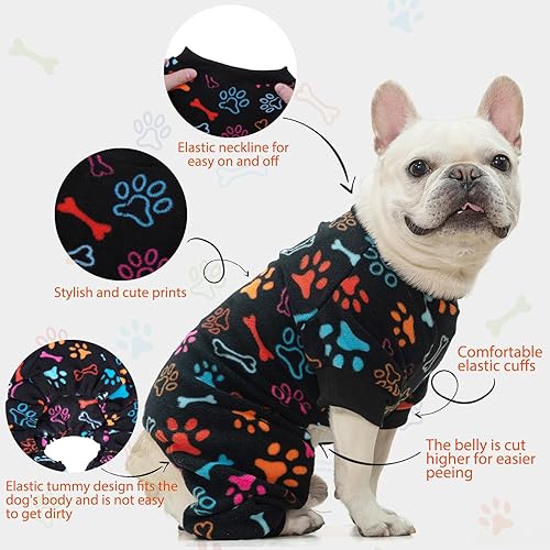 Miniatura 10 de SCENEREAL Pijamas para perros pequeños a grandes, suéter suave para mascotas, ropa cálida para cachorros, trajes enterizos para perros, invierno y
