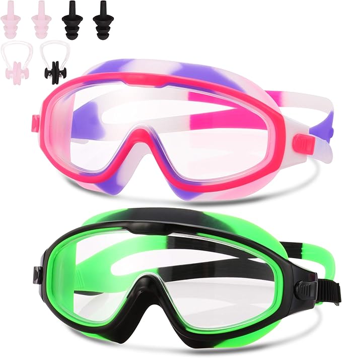 Romoc 2/4 pack kids goggles for swimming,Anti Fog,UV