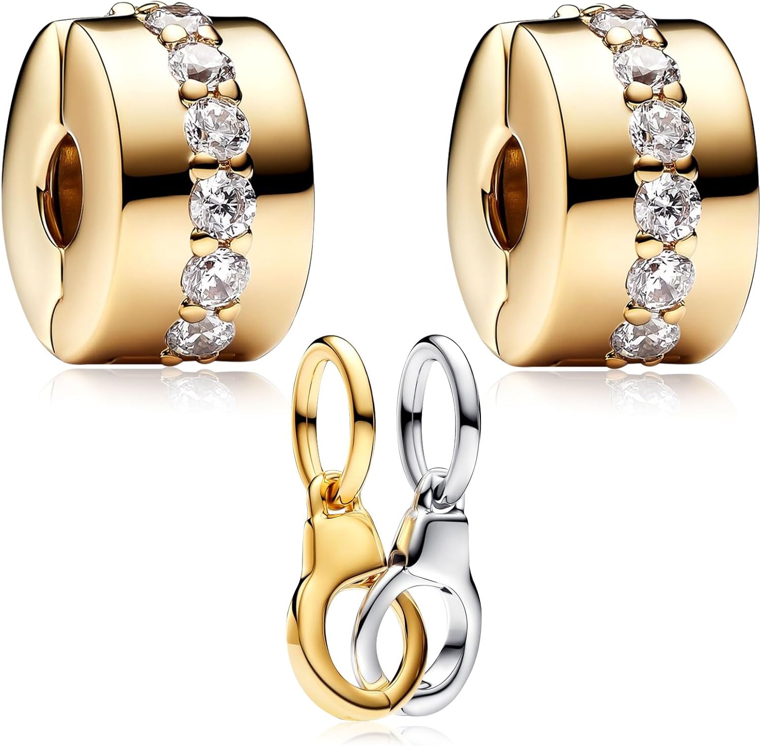 925 Sterling Silver Europe America Mini Medallion Charm for Bracelet Necklace,Sparkling Row Clip Beads Jewellery Gift for Women Girls at Mother's Day Graduation Anniversary