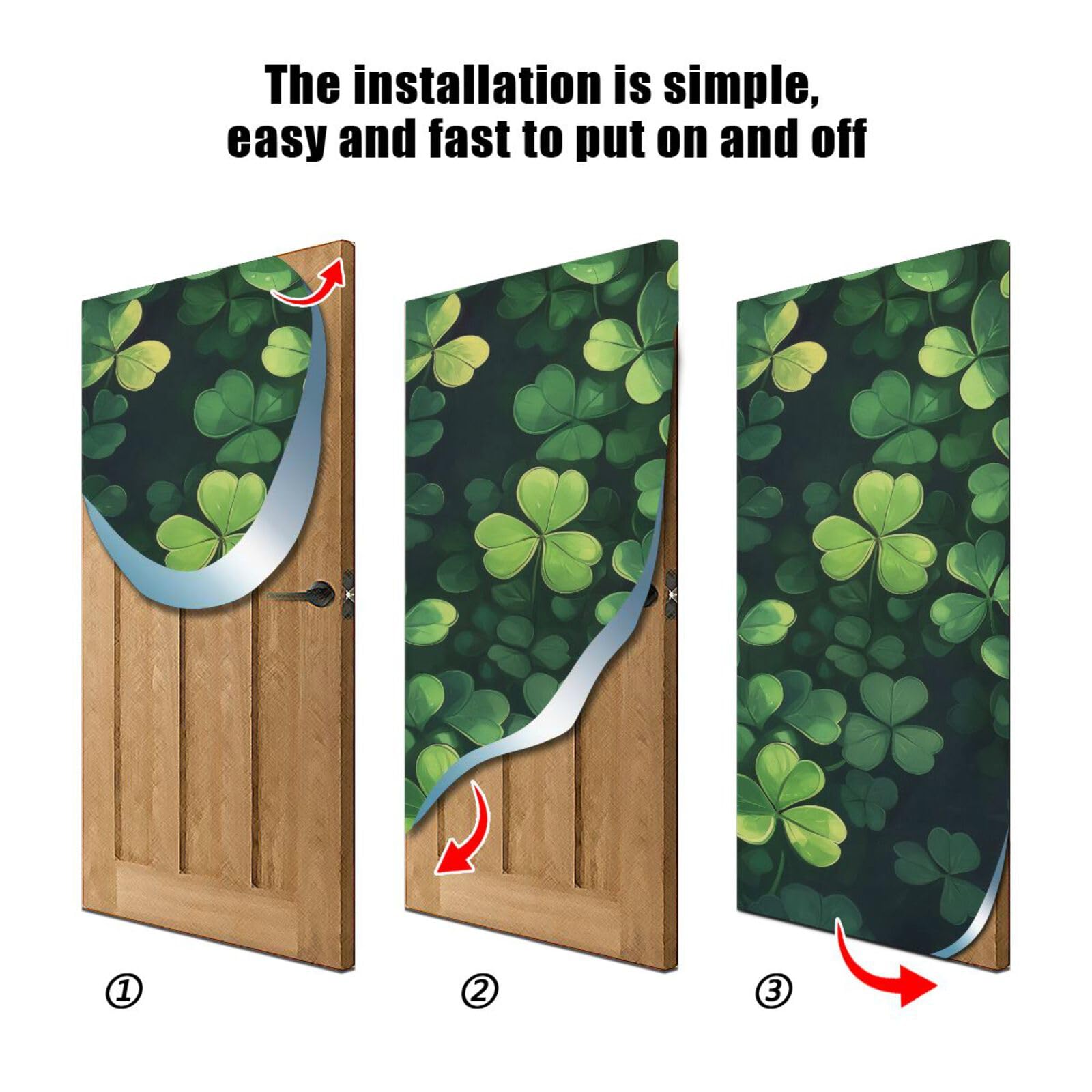 FLildon Bright Clovers St Patrick's Day Door Cover Decoration, Party Accessory Porch Decor for Festive Ornament Room Door Covers 32 x 79 Inch